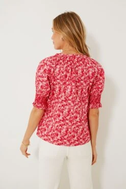 Red And Pink Floral V-Neck Colleen Blouse 10 Red And Pink Floral V-Neck Colleen Blouse -Loeffler Cloth Shop 042a4MKNy1OLo9Cu4xiJR89Ey4w7vbQS 1