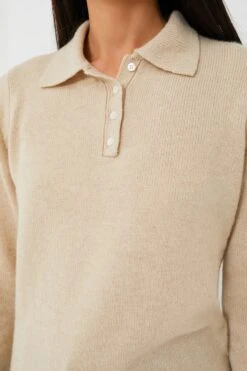 Oatmeal Cashmere Alice Polo Sweater -Loeffler Cloth Shop 0545EQjXzXtKqB0xBP1LOv8C6XEHhr3z 1