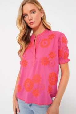 Pink And Orange Sesame Blouse