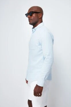 Cloud Chalk Stripe Stretch Oxford Shirt -Loeffler Cloth Shop 0EztnykTH9VpqFYdQme8xivWmyblL1rm 1