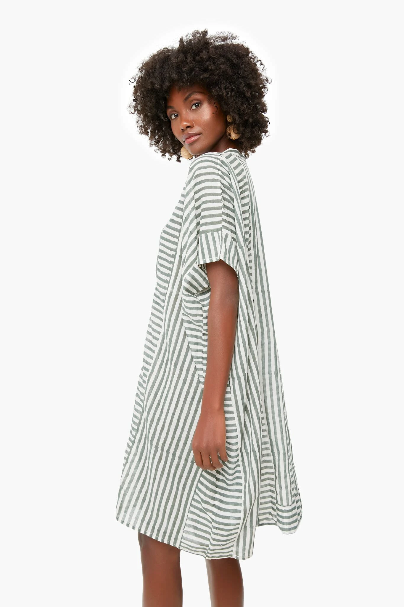 Moss Stripe Emerson Short Caftan 5 Moss Stripe Emerson Short Caftan - Image 3