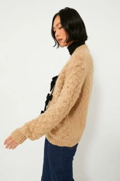 Camel Teresa Bow Tie Long Sleeve Cardigan -Loeffler Cloth Shop 0tBzgsjRTaOWdTwy3301Cs5V3LMlAjCH 1