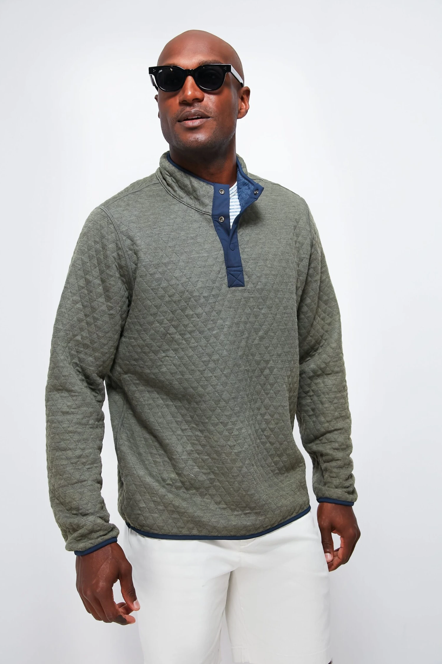 Marine Layer Navy Olive Heather Corbet Reversible Pullover 4 Marine Layer Navy Olive Heather Corbet Reversible Pullover - Image 2
