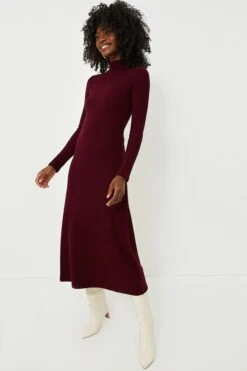 Vince Cassis Long Sleeve Mock Neck Dress