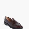 Brown Croc Leather Sara Loafers