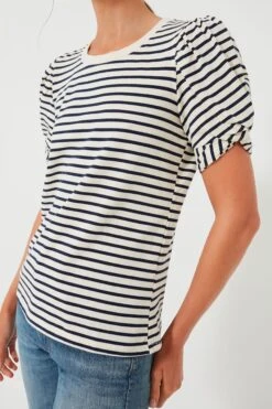 Navy Striped Vesty Puff Short Sleeve Crewneck -Loeffler Cloth Shop 2FmXBTnCSTmPyV8uiyxVn4TUdcMsB4aK 1