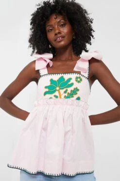 Pink And Green Perla Top