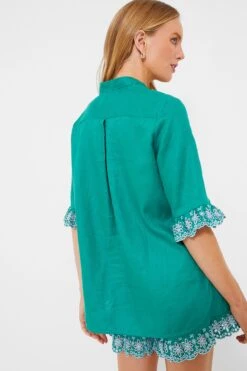 Embroidered Linen Montauk Lounge Shirt -Loeffler Cloth Shop 3ri0WqrlLPdRxu4PnIVt2SSBCIEa6Ua4 1