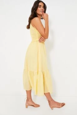 Yellow Cole Smocked Ramie Midi Dress -Loeffler Cloth Shop 4H4JXActJtXYEiBAWhO47EvXsNGiZCa9 1