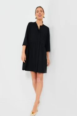 Black Stretch Crepe Royal Shirt Dress -Loeffler Cloth Shop 4qMirNw9EZTi173R44vYAgHFvNKktKzO 1