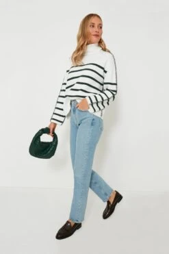 White & Forest Green Striped Emsley Turtleneck -Loeffler Cloth Shop 53OdrzJMeut5sn2tfDXqvCRkX1gk0YmT 1