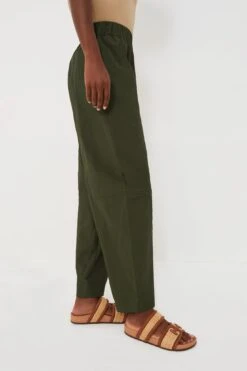 Ganni Kombu Green Cotton Crepe Elasticated Curve Pants -Loeffler Cloth Shop 5OlntQUGX0gB1jzPRdnQqBgzbAUd9EdU 1