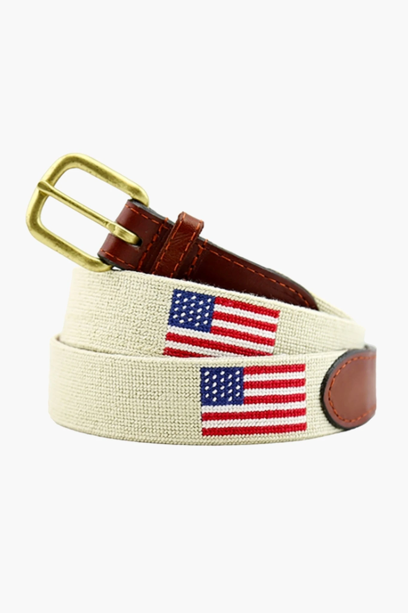 Light Khaki American Flag Needlepoint Belt 3 Light Khaki American Flag Needlepoint Belt