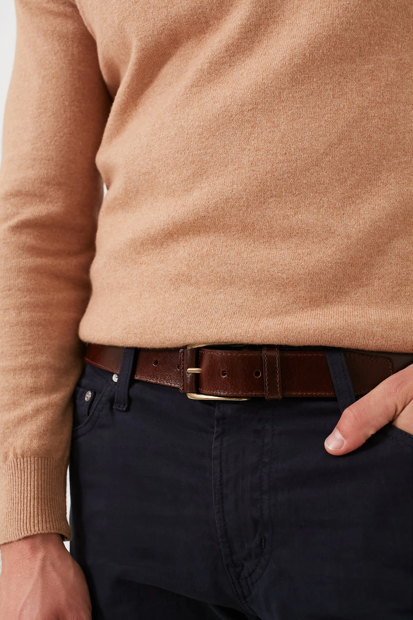 Brown Wyatt 34mm Genuine Leather Casual Jean Belt 6 Brown Wyatt 34mm Genuine Leather Casual Jean Belt - Image 4