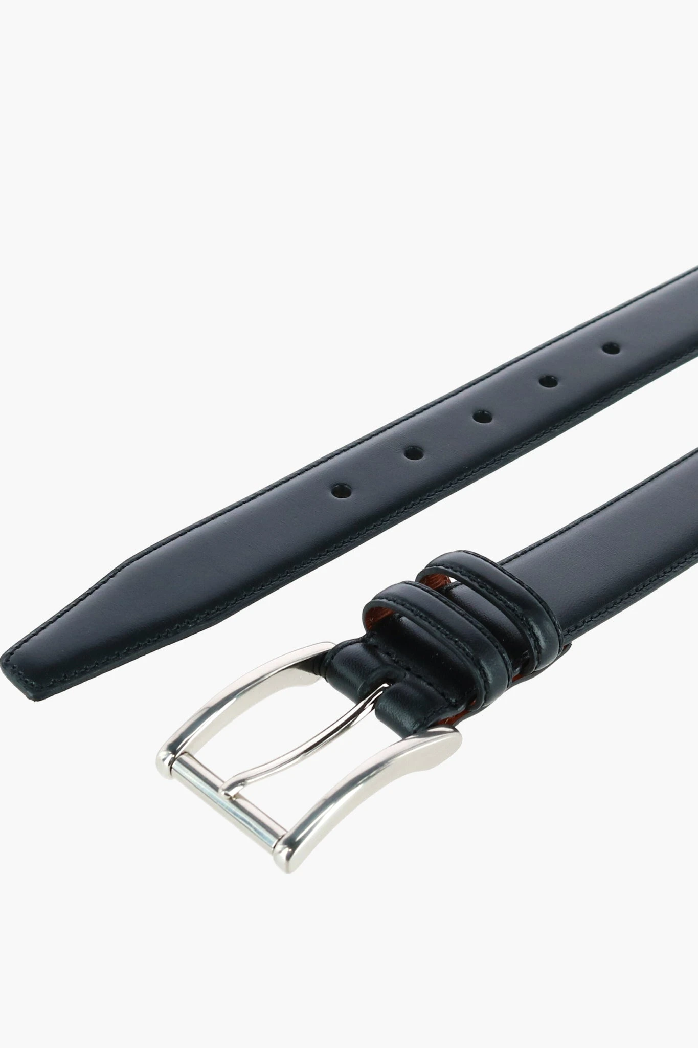 Black Lorenzo 32mm Dropped Edge Leather Belt 4 Black Lorenzo 32mm Dropped Edge Leather Belt - Image 2