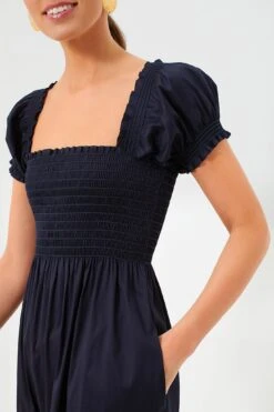 Tory Burch Medium Navy Smocked Cotton Dress -Loeffler Cloth Shop 6PGWYCt9Mk9JK3xGd17VaYBWH7kr8xPs 1