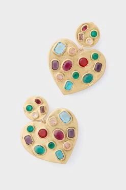 Rainbow Pop Heart Crystal Earrings