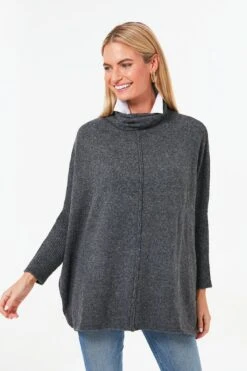 Charcoal Turtleneck Soft Sweater