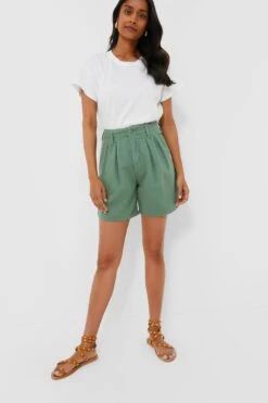 MOTHER Hedge Green The Pleated Chute Prep Short -Loeffler Cloth Shop 6x943M5YD5kns83q9el8Zw1XxrwZOmsG 1