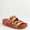 Loeffler Randall Brown Straw Theo Two Band Sandals