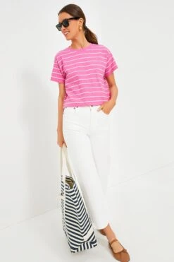 Marine Layer Pink And Skipper Blue Stripe Heavy Slub Boxy Crew Crop Tee -Loeffler Cloth Shop 7Y3EOHVgTfBVHQp0pT4owVsc796sxD64 1