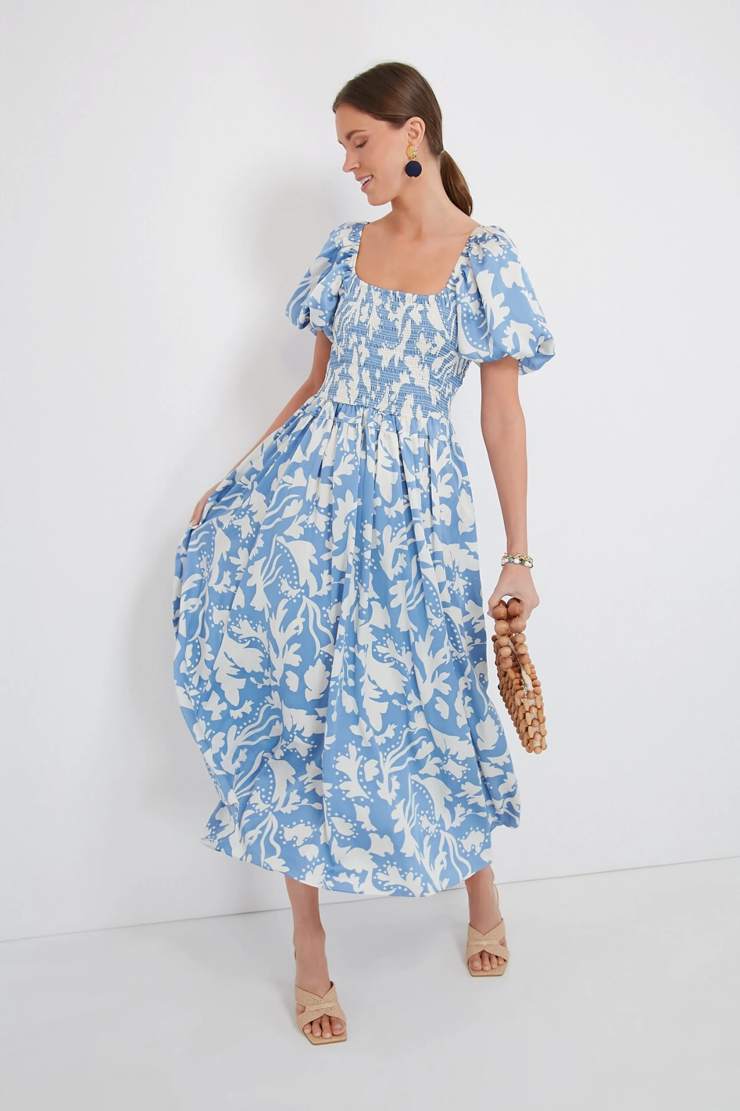 Blue Puff Sleeve Midi Dress 4 Blue Puff Sleeve Midi Dress - Image 2