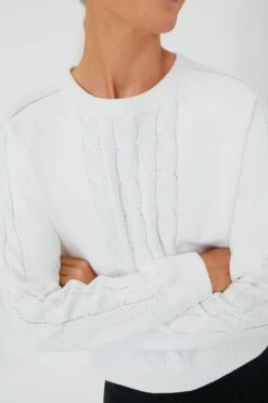 White Cable Knit Reid Sweatshirt -Loeffler Cloth Shop 7xmABF2lRZC2pTPTE2j2BnHqgw4dEgGX 1