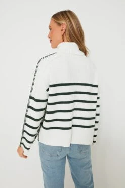 White & Forest Green Striped Emsley Turtleneck -Loeffler Cloth Shop 84KDMRrrgsUwGPfxMGFAmAcwPO1Yoy9X 1