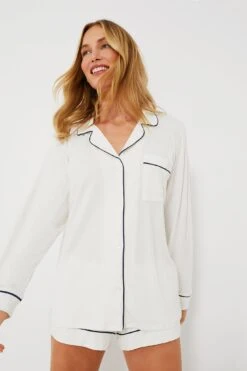 Eberjey Ivory Gisele Long Sleeve Short PJ Set