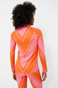 Azalea Pink And Orange Chevron Print Thermal Half Zip -Loeffler Cloth Shop ASexIGu9oCyEti4bj89afYsISJmqM27K 1