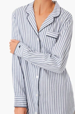 Navy French Ticking Nightshirt -Loeffler Cloth Shop AZOGHwn32E4rb9OBzupQJIhLgYL8Q6ye 1