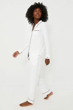 White Pajama Set With Navy Piping -Loeffler Cloth Shop Abq4glPGTqRI1QG24AL0YnXzILUBbtct 1