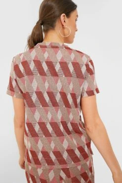 Marella Rust Geometric Lurex Knit T-Shirt -Loeffler Cloth Shop BV2MeGviYIq2BLOVgJ5VA7EHTLNAZ9BO 1