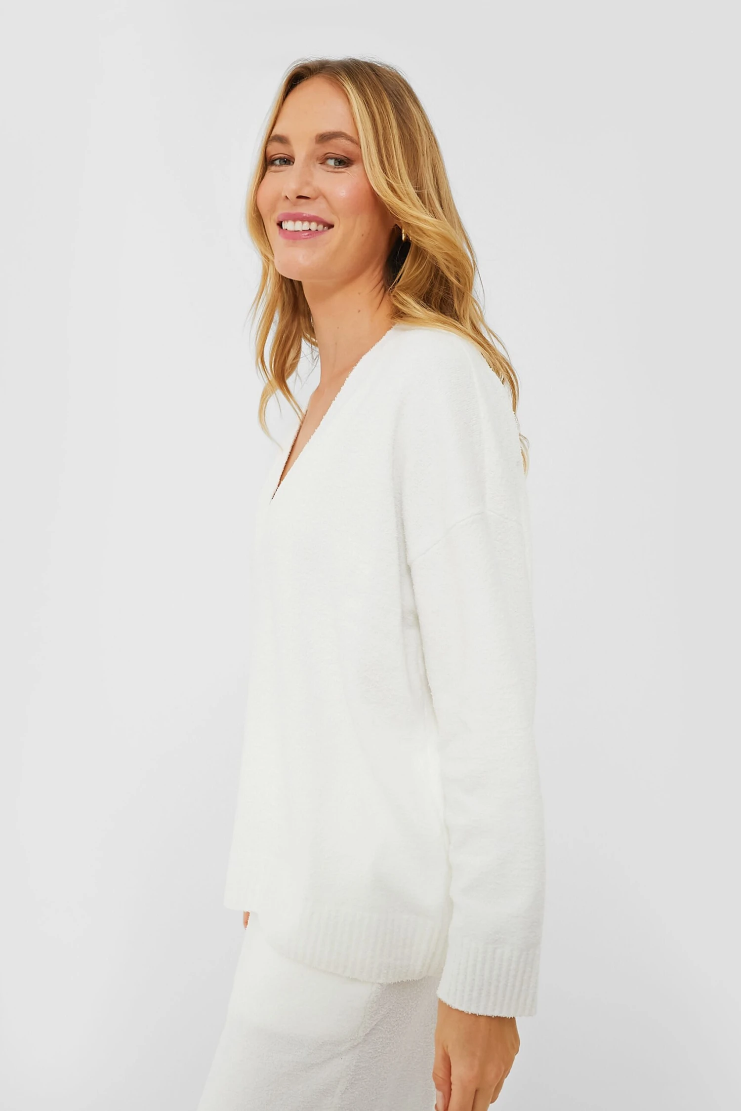 Eberjey Ivory Recycled Boucle V-Neck Top 5 Eberjey Ivory Recycled Boucle V-Neck Top - Image 3