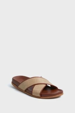 Nappa And Raffia Thais Footbed Sandals