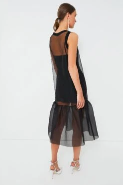 CYNTHIA ROWLEY Black Midi Organza Ribbed Dress -Loeffler Cloth Shop BzUak8htRn1SPPWZxq92yJhy8B8OSzQV 1