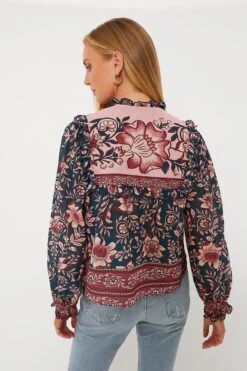 Farm Rio Teal Ainika Charm Long Sleeve Blouse -Loeffler Cloth Shop C59sbnSvG6o3WEs3TxZGVuEwoO3a5wyt 1