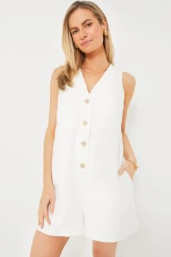 White Textured Myla Romper -Loeffler Cloth Shop CdhPLqNJQhajZBAKE9lM1g2HZltjkHi9 1
