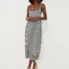 Houndstooth Emily Embroidered Midi Dress