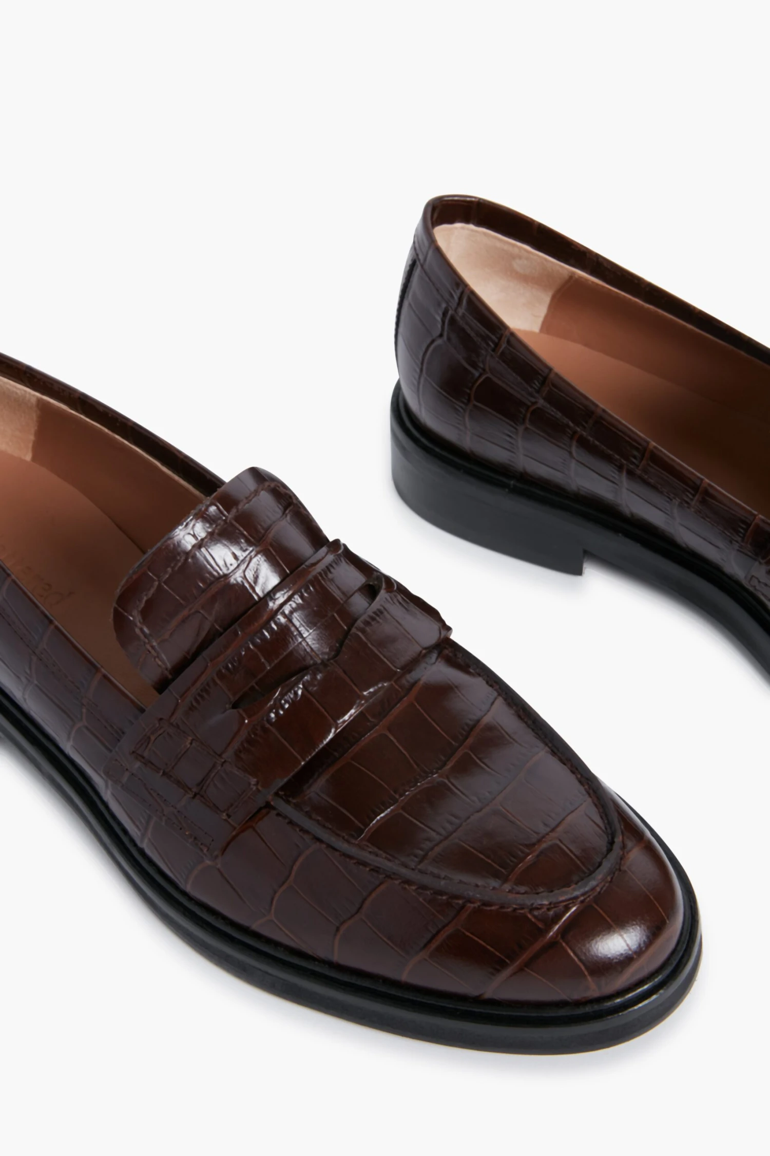 Brown Croc Leather Sara Loafers 7 Brown Croc Leather Sara Loafers - Image 5