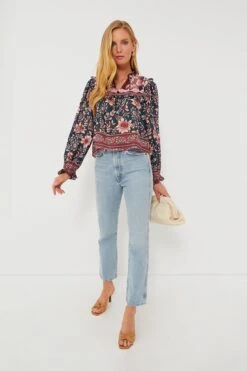 Farm Rio Teal Ainika Charm Long Sleeve Blouse -Loeffler Cloth Shop ECU88RjfE7AjGXSHbnPkQDRloBEUs848 1