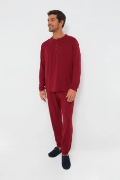 Eberjey Sangria Henry Long PJ Set