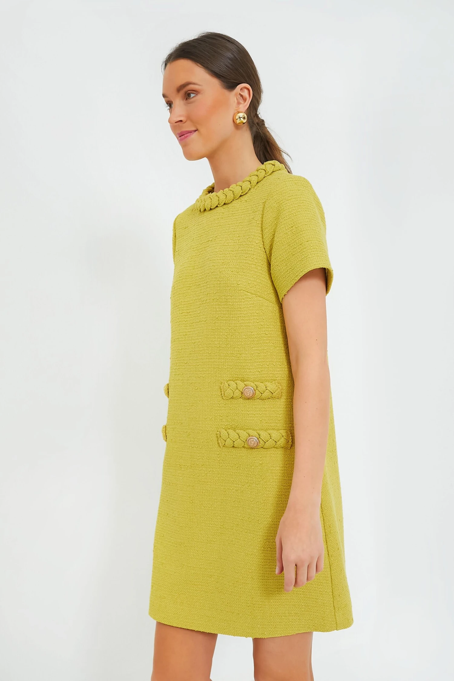 Chartreuse Tweed Jackie Dress 5 Chartreuse Tweed Jackie Dress - Image 3