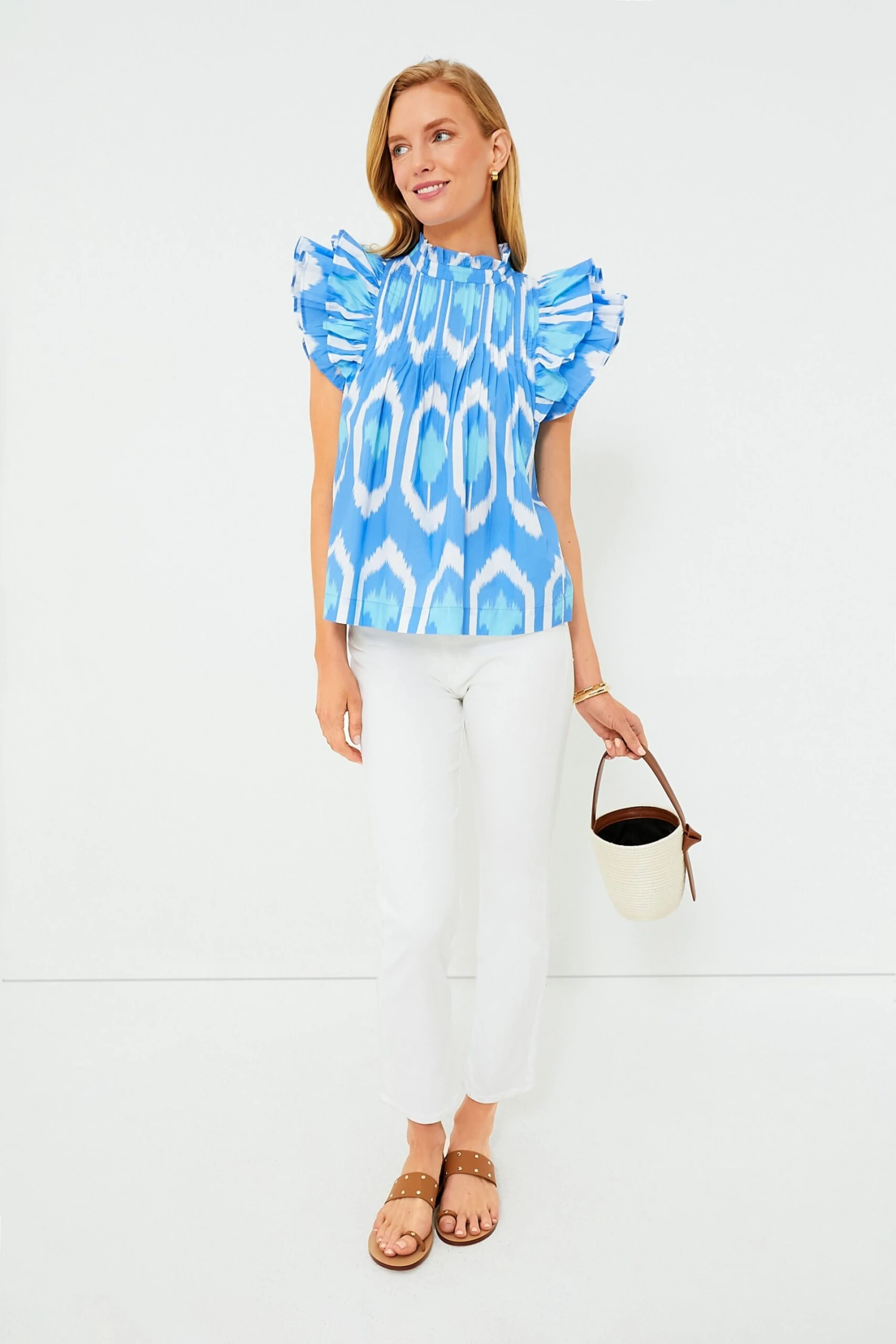 Exclusive Blue Odisha Pintuck Ruffle Blouse 8 Exclusive Blue Odisha Pintuck Ruffle Blouse - Image 6