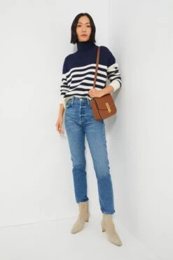 Navy Colorblock Stripe Organic Carolyn Funnel Neck Sweater -Loeffler Cloth Shop Eqdgu7v1eEwdwdHErNv5lJo3ym2q3OVI 1
