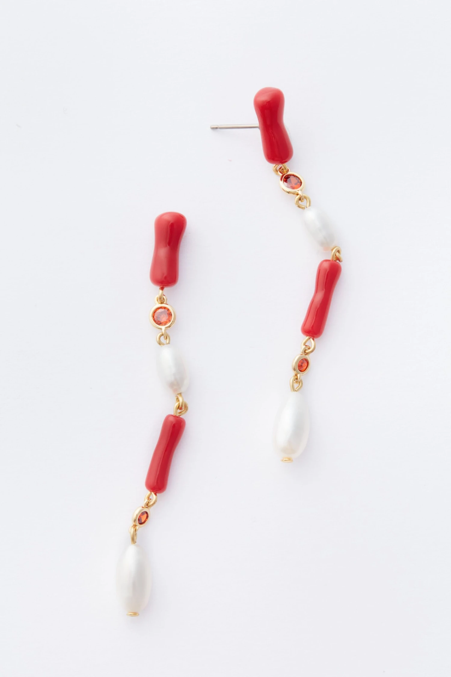 Coral And Pearl Drop Earrings 5 Coral And Pearl Drop Earrings - Image 3