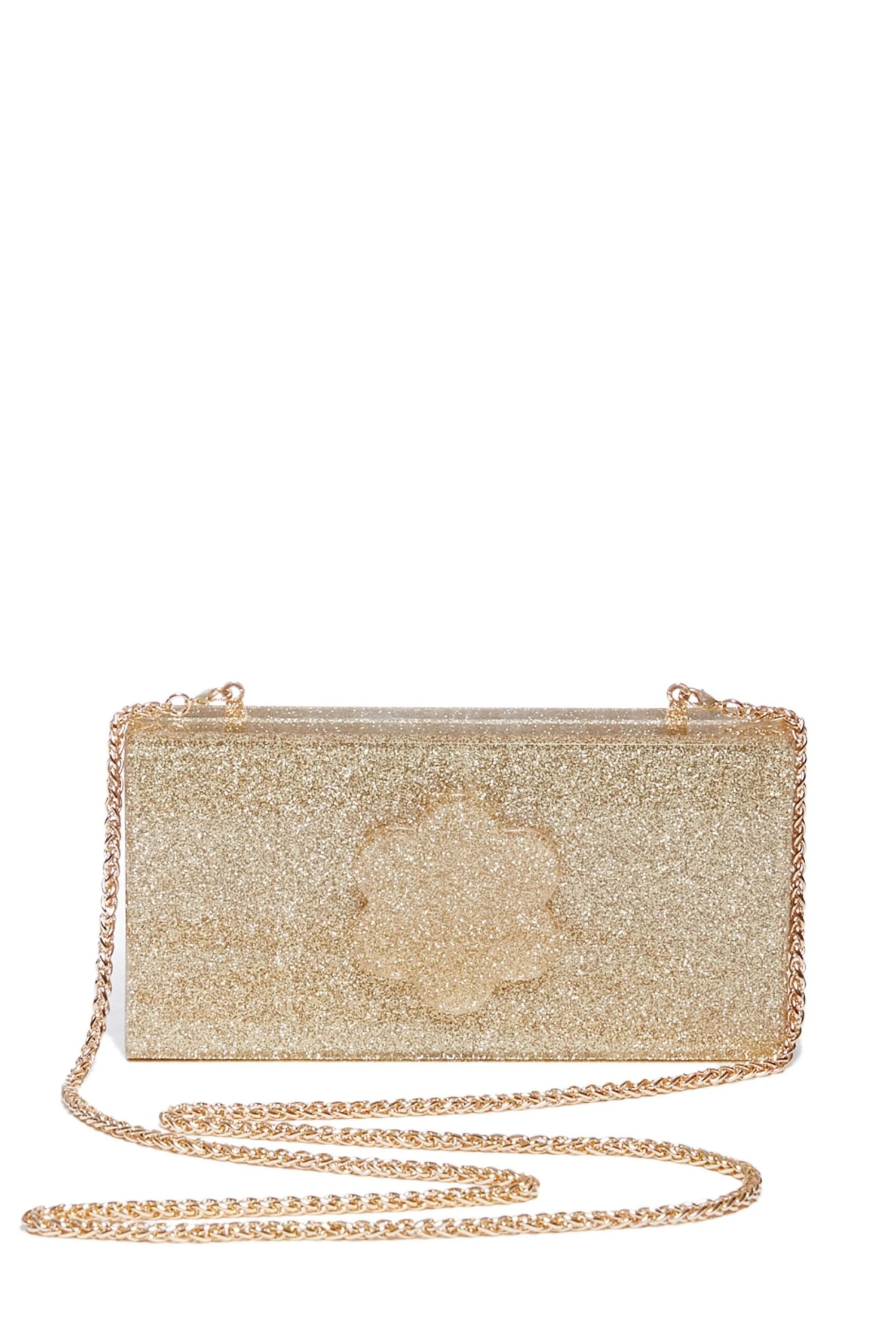 Gold Sparkle Flower Clutch 4 Gold Sparkle Flower Clutch - Image 2