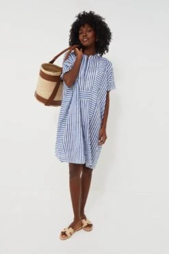 Blue Stripe Emerson Short Caftan