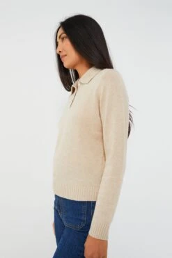 Oatmeal Cashmere Alice Polo Sweater -Loeffler Cloth Shop HCtVCkIwzhO97UaRDE8tsHZBVXtnEF5k 1