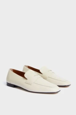 Ecru Leather Soft Placket Loafers -Loeffler Cloth Shop HQNXrQRvKQwAXOQoKvu3AqFZFEAUhBqt 1